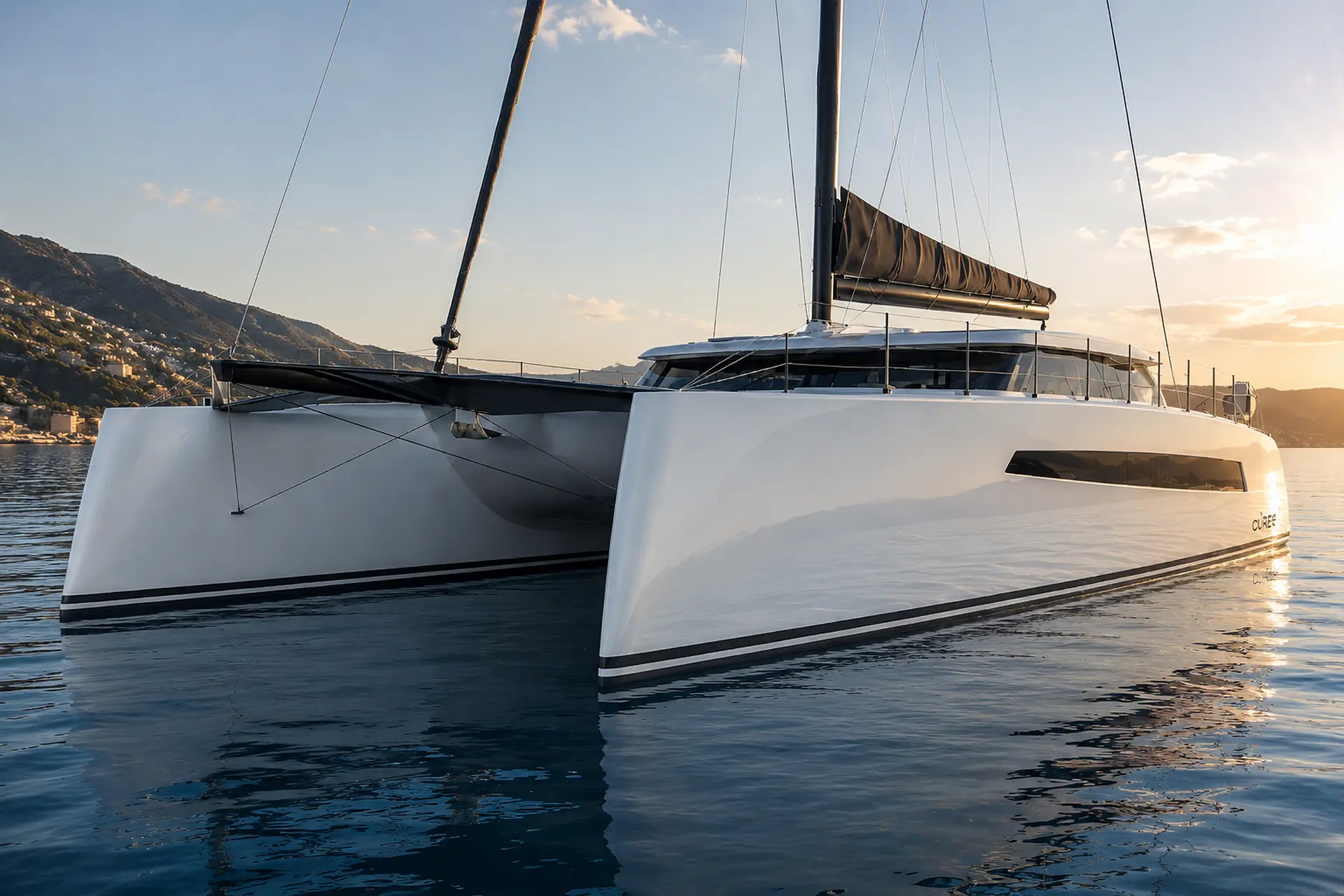 A Cure catamaran cruising offshore