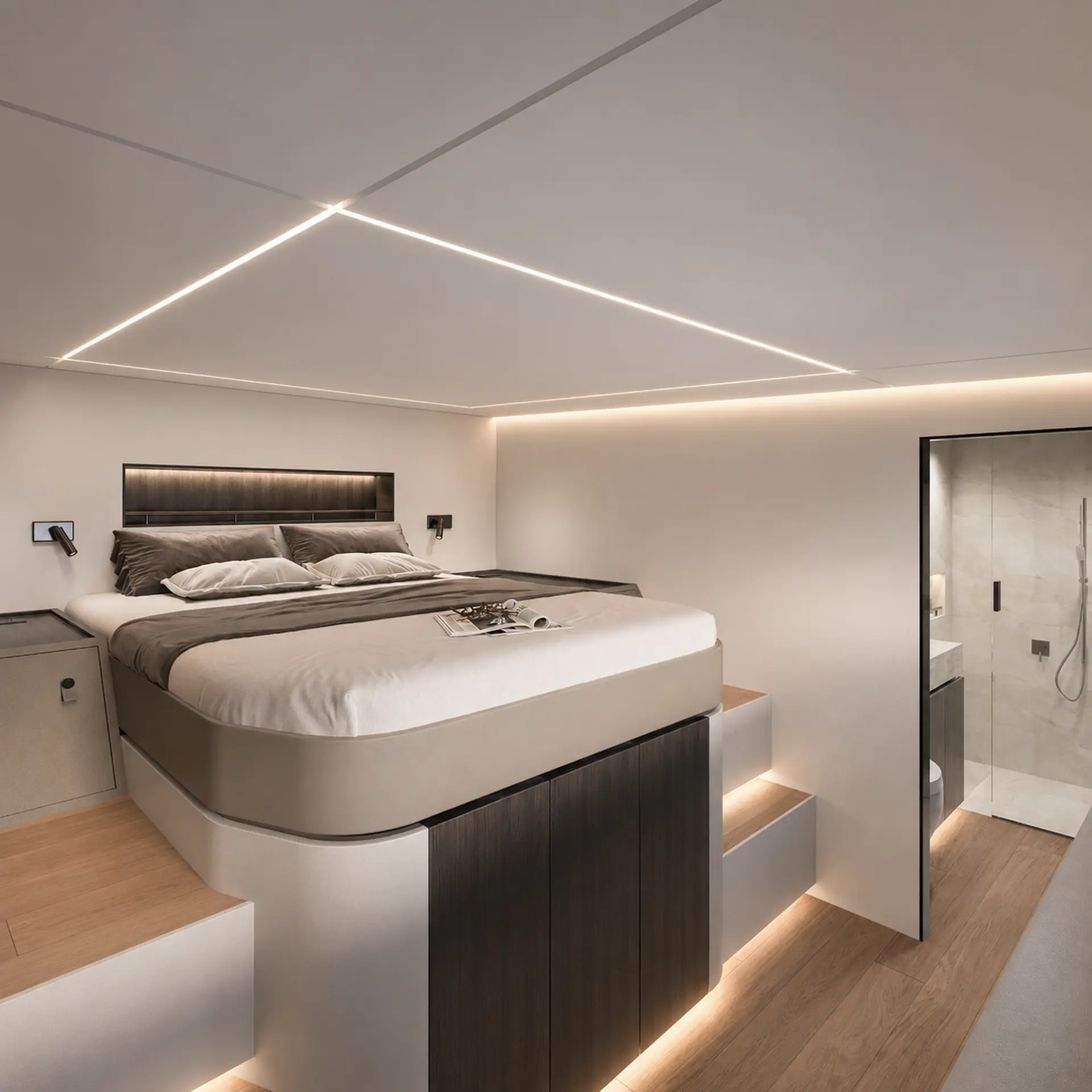 Cure 68GT forward guest cabin with ensuite