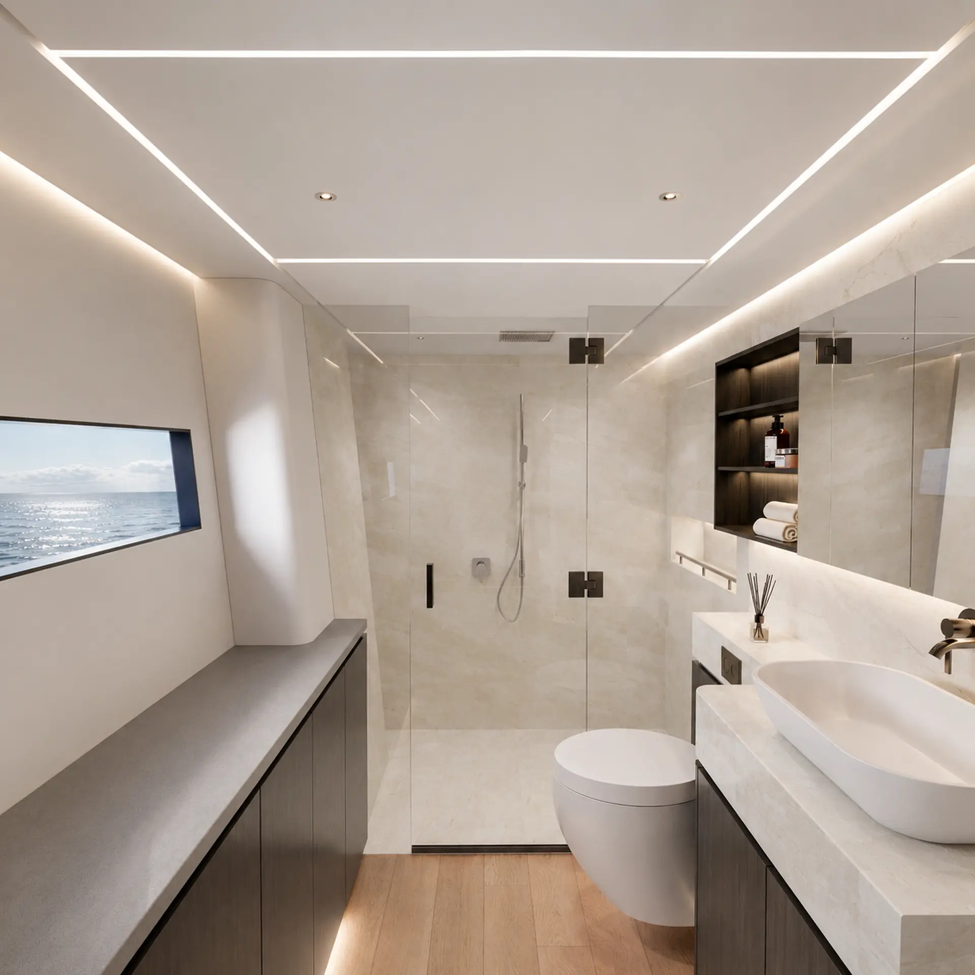 Cure 68GT master cabin bathroom