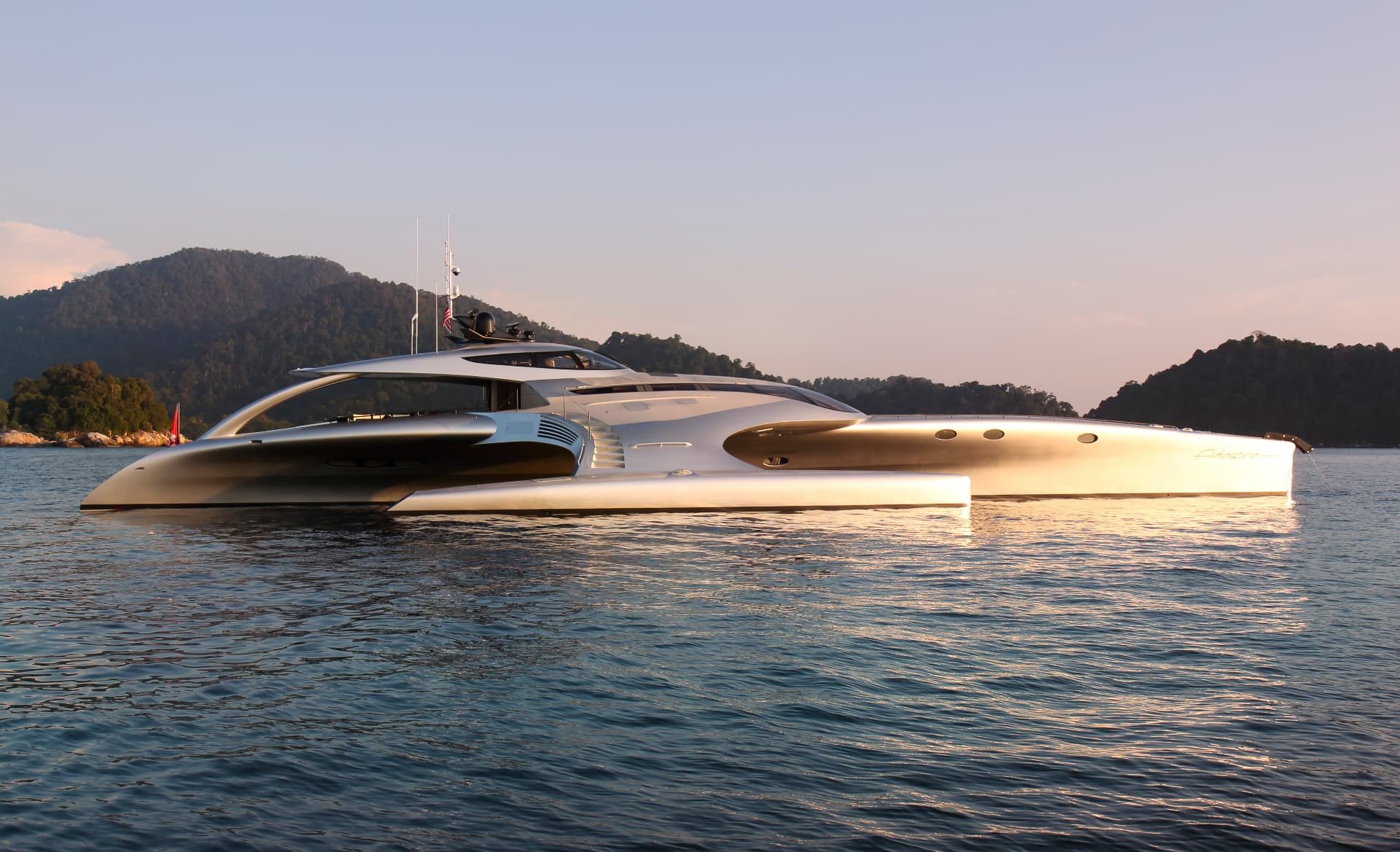 Adastra, the McConaghy-built carbon composite superyacht, at anchor