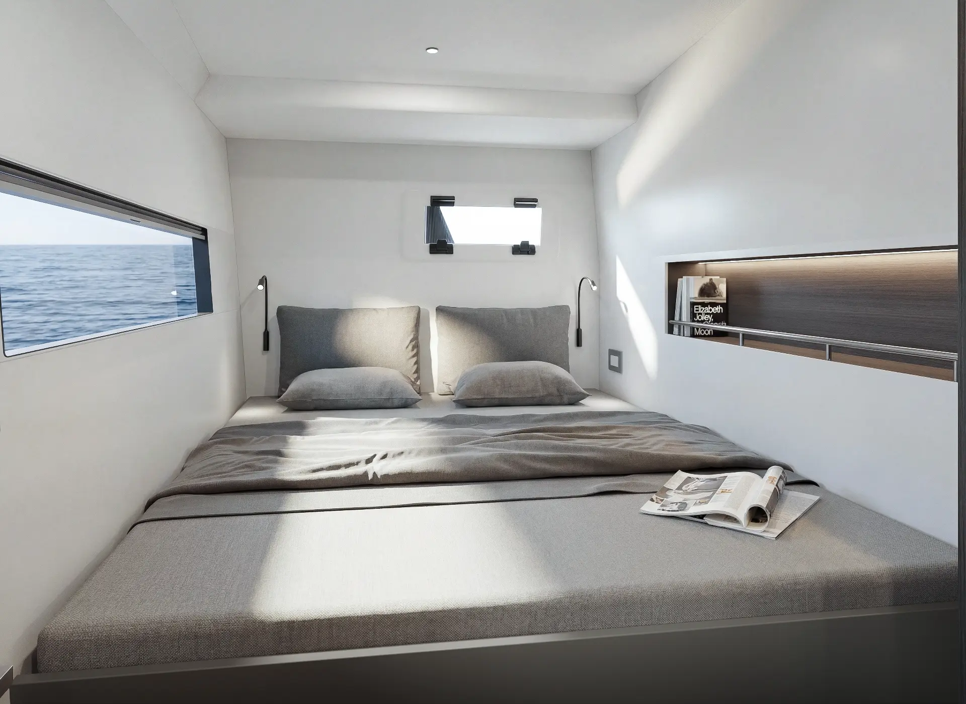 Cure 55GT master cabin with island berth and hull window